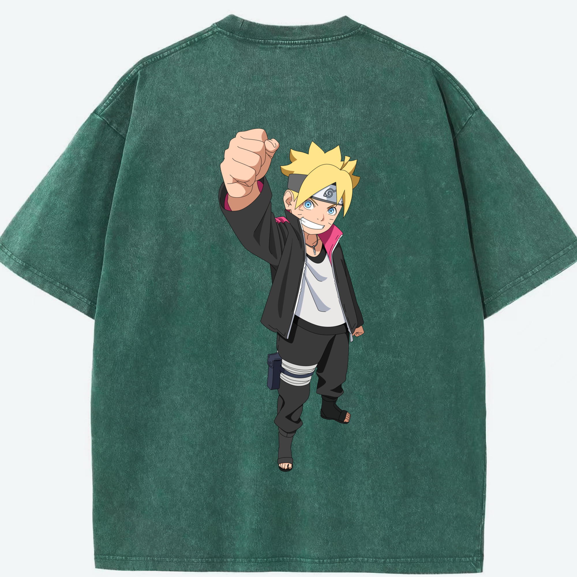 （画像用） NARUTO -ナルト- うずまき ボルト Uzumaki Boruto 綿100% ヴィンテージ風 半袖Tシャツ（背面プリント）